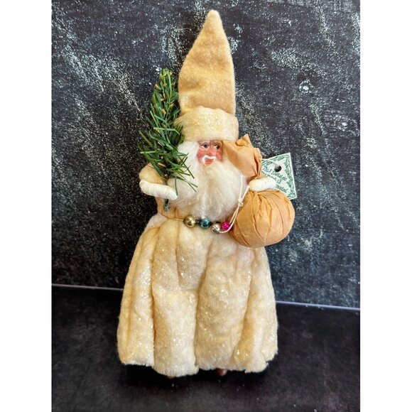 Trissy Crenshaw Other - Trissy Crenshaw Folk Art Spun Cotton Santa Claus Hand Made Primitive Ornament 7"